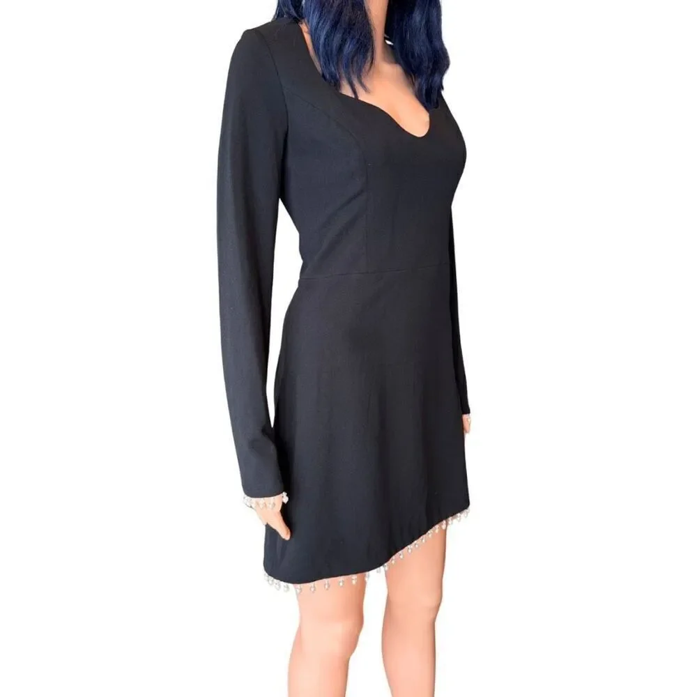 NWT Dress the Population Ronin Dress L Black Pearl Fringe Bodycon Sweetheart - Picture 4 of 6